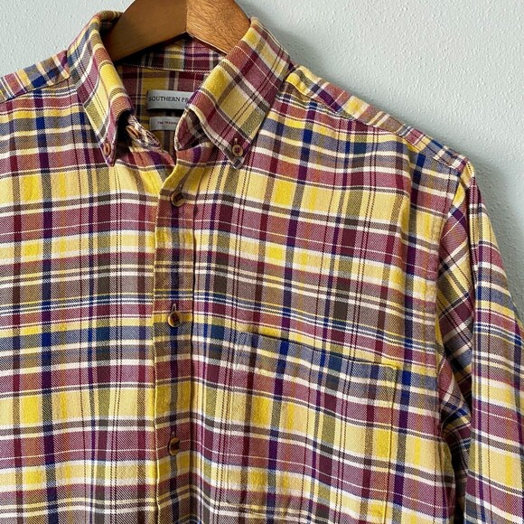 Southern Proper Men's Yellow & Red Plaid The Traditional Fit Flannel - Small - Picture 2 of 12
